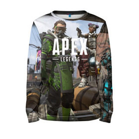 Детский лонгслив 3D с принтом APEX LEGENDS в Курске, 100% полиэстер | длинные рукава, круглый вырез горловины, полуприлегающий силуэт
 | apex | legend | legends | titanfall | апекс | бангалор | бладхаунд | верхушки | гибралтар | каустик | лайфлайн | легенда | легенды | ледженд | леджендс | мираж | рэйф | титанфол