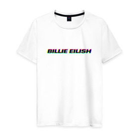 Мужская футболка хлопок с принтом Billie Eilish в Курске, 100% хлопок | прямой крой, круглый вырез горловины, длина до линии бедер, слегка спущенное плечо. | bilie | billie | eilish | айлиш | алиш | били | билли | инди | музыка | поп | эйлиш | элиш