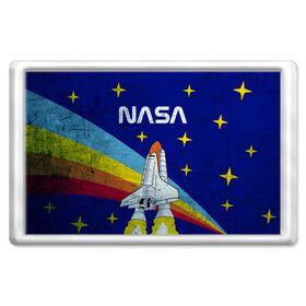 Магнит 45*70 с принтом NASA в Курске, Пластик | Размер: 78*52 мм; Размер печати: 70*45 | shuttle | space | звёзды | космос | маск | наса | ракета | шатл