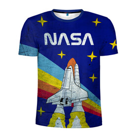 Мужская футболка 3D спортивная с принтом NASA в Курске, 100% полиэстер с улучшенными характеристиками | приталенный силуэт, круглая горловина, широкие плечи, сужается к линии бедра | Тематика изображения на принте: shuttle | space | звёзды | космос | маск | наса | ракета | шатл