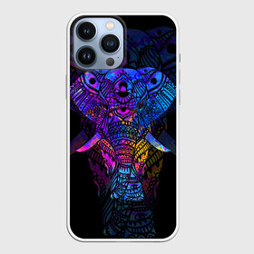 Чехол для iPhone 13 Pro Max с принтом Слон в Курске,  |  | african | animal | big | bright | colorful | drawing | ears | elephant | ethnic | fangs | gr | ornament | pattern | trunk | африканский | большой | графика | животное | клыки | орнамент | разноцветный | рисунок | слон | трафарет | узор | уши | фон | хобот