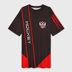Платье-футболка 3D с принтом Hockey в Курске,  |  | hockey | sport | борьба | линии | мячом | надпись | полосы | россии | россия | рф | с | сборная | символ | состязание | спорт | спортсмен | флаг | хоккеист | хоккей | шайба | шайбой