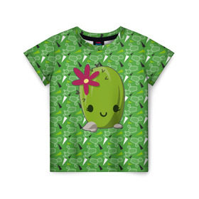 Детская футболка 3D с принтом Милый кактус в Курске, 100% гипоаллергенный полиэфир | прямой крой, круглый вырез горловины, длина до линии бедер, чуть спущенное плечо, ткань немного тянется | веселый кактус | зеленый | иголки | кактусы | колючий | летний | лето | настроение | прикольный | радостный | счастье | цветок | цветы | эмоции