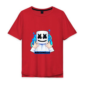 Мужская футболка хлопок Oversize с принтом Marshmello в Курске, 100% хлопок | свободный крой, круглый ворот, “спинка” длиннее передней части | Тематика изображения на принте: christopher | comstock | dj | dotcom | friends | marshmallow | marshmello | usa | диджей | друзья | комсток | крис | маршмэллоу | продюсер | сша