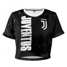 Женская футболка 3D укороченная с принтом Juventus в Курске, 100% полиэстер | круглая горловина, длина футболки до линии талии, рукава с отворотами | 
