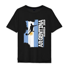 Мужская футболка хлопок Oversize с принтом Аргентина в Курске, 100% хлопок | свободный крой, круглый ворот, “спинка” длиннее передней части | 