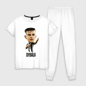 Женская пижама хлопок с принтом Dybala в Курске, 100% хлопок | брюки и футболка прямого кроя, без карманов, на брюках мягкая резинка на поясе и по низу штанин | champion | cr7 | cristiano | game | goal | italy | juventus | madrid | real | ronaldo | spain | team | буффон | гол | дибала | золотой мяч | игрок | испания | италия | криштиану | мадрид | португалия | реал | роналду | спорт | тренер | футбол | 