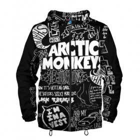 Мужская ветровка 3D с принтом Arctic Monkeys в Курске, 100% полиэстер | подол и капюшон оформлены резинкой с фиксаторами, два кармана без застежек по бокам, один потайной карман на груди | arctic monkeys | алекс тёрнер | арктик манкиз | группы | джейми кук | инди | музыка | мэтт хелдерс | ник омэлли | постпанк | рок