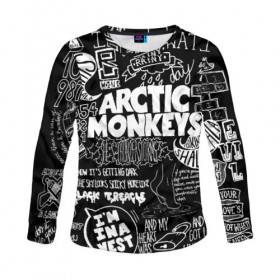 Женский лонгслив 3D с принтом Arctic Monkeys в Курске, 100% полиэстер | длинные рукава, круглый вырез горловины, полуприлегающий силуэт | arctic monkeys | алекс тёрнер | арктик манкиз | группы | джейми кук | инди | музыка | мэтт хелдерс | ник омэлли | постпанк | рок