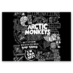 Поздравительная открытка с принтом Arctic Monkeys в Курске, 100% бумага | плотность бумаги 280 г/м2, матовая, на обратной стороне линовка и место для марки
 | arctic monkeys | алекс тёрнер | арктик манкиз | группы | джейми кук | инди | музыка | мэтт хелдерс | ник омэлли | постпанк | рок