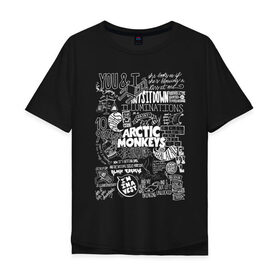 Мужская футболка хлопок Oversize с принтом Arctic Monkeys в Курске, 100% хлопок | свободный крой, круглый ворот, “спинка” длиннее передней части | arctic monkeys | алекс тёрнер | арктик манкиз | группы | джейми кук | инди | музыка | мэтт хелдерс | ник омэлли | постпанк | рок