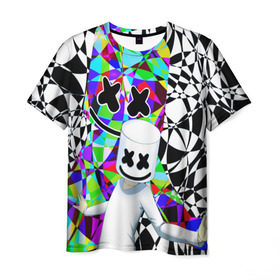 Мужская футболка 3D с принтом Marshmello в Курске, 100% полиэфир | прямой крой, круглый вырез горловины, длина до линии бедер | Тематика изображения на принте: alone | beautiful now | disc | dj | jockey | marshmallow | американский | диджей | дискотека | маршмэллоу | продюсер