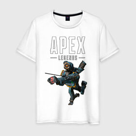 Мужская футболка хлопок с принтом APEX - Pathfinder в Курске, 100% хлопок | прямой крой, круглый вырез горловины, длина до линии бедер, слегка спущенное плечо. | apex | apex legends | battle royale | br | games | new | titanfall | ttf | апекс | апех | бангалор | батл рояль | бладхаунд | игры | каустик | лайфлайн | мираж | рэйф | тайтанфол | титанфол