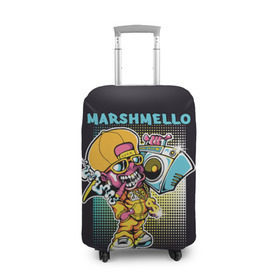Чехол для чемодана 3D с принтом Marshmello в Курске, 86% полиэфир, 14% спандекс | двустороннее нанесение принта, прорези для ручек и колес | 