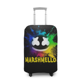 Чехол для чемодана 3D с принтом Marshmello в Курске, 86% полиэфир, 14% спандекс | двустороннее нанесение принта, прорези для ручек и колес | alone | beautiful now | disc | dj | jockey | marshmallow | американский | диджей | дискотека | маршмэллоу | продюсер
