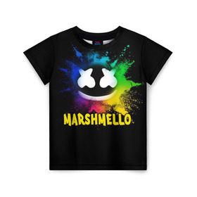 Детская футболка 3D с принтом Marshmello в Курске, 100% гипоаллергенный полиэфир | прямой крой, круглый вырез горловины, длина до линии бедер, чуть спущенное плечо, ткань немного тянется | alone | beautiful now | disc | dj | jockey | marshmallow | американский | диджей | дискотека | маршмэллоу | продюсер