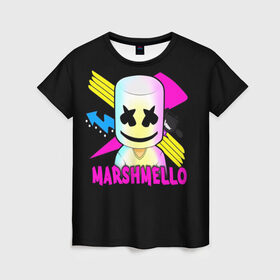 Женская футболка 3D с принтом Marshmello в Курске, 100% полиэфир ( синтетическое хлопкоподобное полотно) | прямой крой, круглый вырез горловины, длина до линии бедер | alone | beautiful now | disc | dj | jockey | marshmallow | американский | диджей | дискотека | маршмэллоу | продюсер