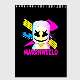 Скетчбук с принтом Marshmello в Курске, 100% бумага
 | 48 листов, плотность листов — 100 г/м2, плотность картонной обложки — 250 г/м2. Листы скреплены сверху удобной пружинной спиралью | alone | beautiful now | disc | dj | jockey | marshmallow | американский | диджей | дискотека | маршмэллоу | продюсер