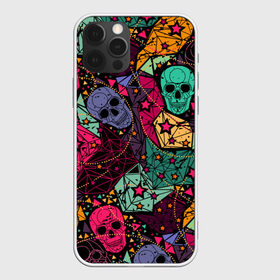 Чехол для iPhone 12 Pro Max с принтом Черепа в Курске, Силикон |  | death | fear | hallowee | horror | multicolored | sign | skulls | symbol | абстракция | геометрический | графика | звёзды | знак | линии | орнамент | праздник | разноцветные | рисунок | символ | треугольники | ужас | узор | узоры