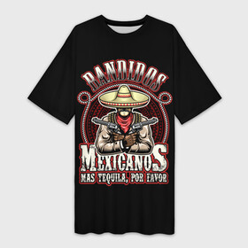 Платье-футболка 3D с принтом Bandidos в Курске,  |  | cartridges | drawing | graphic | hat | mexican | mexico | ornament | patterns | revolvers | rope | tape | tequila | thug | weapon | бандит | верёвка | графика | лента | мексика | мексиканский | орнамент | оружие | патроны | револьверы | рисунок | текила |