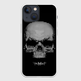 Чехол для iPhone 13 mini с принтом Череп в Курске,  |  | background | black | day of the dead | death | drawing | graphics | h | halloween | points | raster | skeleton | skull | symbol | teeth | взгляд | графика | день мертвых | зубы | мексика | праздник | растр | рисунок | символ | скелет | точки | фо