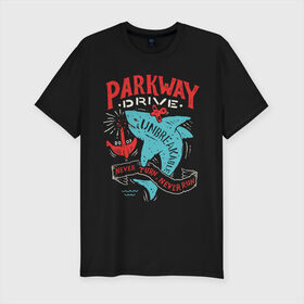 Мужская футболка премиум с принтом Parkway Drive в Курске, 92% хлопок, 8% лайкра | приталенный силуэт, круглый вырез ворота, длина до линии бедра, короткий рукав | atlas | ire | parkway drive | pd | группы | метал | музыка | рок | хеви метал