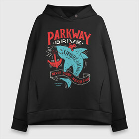 Женское худи Oversize хлопок с принтом Parkway Drive в Курске, френч-терри — 70% хлопок, 30% полиэстер. Мягкий теплый начес внутри —100% хлопок | боковые карманы, эластичные манжеты и нижняя кромка, капюшон на магнитной кнопке | Тематика изображения на принте: atlas | ire | parkway drive | pd | группы | метал | музыка | рок | хеви метал