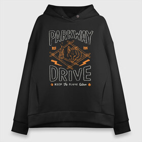 Женское худи Oversize хлопок с принтом Parkway Drive в Курске, френч-терри — 70% хлопок, 30% полиэстер. Мягкий теплый начес внутри —100% хлопок | боковые карманы, эластичные манжеты и нижняя кромка, капюшон на магнитной кнопке | Тематика изображения на принте: atlas | ire | parkway drive | pd | группы | метал | музыка | рок | хеви метал