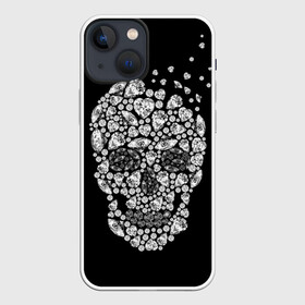 Чехол для iPhone 13 mini с принтом Diamond skull в Курске,  |  | background | black | death | diamond skull | drawing | graphics | hal | hearts | precious stones | symbol | wealth | богатство | бриллиантовый | графика | день мертвых | драгоценные | камни | мексика | праздник | рисунок | сердца | символ | фон |