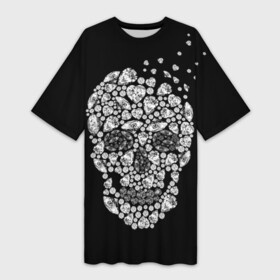 Платье-футболка 3D с принтом Diamond skull в Курске,  |  | background | black | death | diamond skull | drawing | graphics | hal | hearts | precious stones | symbol | wealth | богатство | бриллиантовый | графика | день мертвых | драгоценные | камни | мексика | праздник | рисунок | сердца | символ | фон |