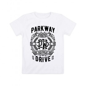 Детская футболка хлопок с принтом Parkway Drive в Курске, 100% хлопок | круглый вырез горловины, полуприлегающий силуэт, длина до линии бедер | Тематика изображения на принте: atlas | ire | parkway drive | pd | группы | метал | музыка | рок | хеви метал