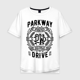 Мужская футболка хлопок Oversize с принтом Parkway Drive в Курске, 100% хлопок | свободный крой, круглый ворот, “спинка” длиннее передней части | Тематика изображения на принте: atlas | ire | parkway drive | pd | группы | метал | музыка | рок | хеви метал