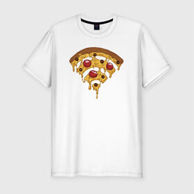Мужская футболка премиум с принтом Пицца Wi-Fi в Курске, 92% хлопок, 8% лайкра | приталенный силуэт, круглый вырез ворота, длина до линии бедра, короткий рукав | Тематика изображения на принте: pizza | wi fi | wifi | абстракция | вай фай | интернет | пицца