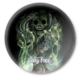 Значок с принтом Sally Face (18) в Курске,  металл | круглая форма, металлическая застежка в виде булавки | face | fisher | larry johnson | mask | sally | sally face | sally fisher | демоны | духи | маска | призраки | салли | салли фейс | салли фишер | фейс
