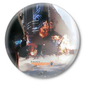 Значок с принтом Tom Clancy`s The Division в Курске,  металл | круглая форма, металлическая застежка в виде булавки | Тематика изображения на принте: 