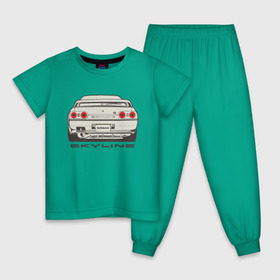 Детская пижама хлопок с принтом Nissan Skyline R32 в Курске, 100% хлопок |  брюки и футболка прямого кроя, без карманов, на брюках мягкая резинка на поясе и по низу штанин
 | nissan | nissan skyline | nissan skyline r32 | r32 | skyline r32
