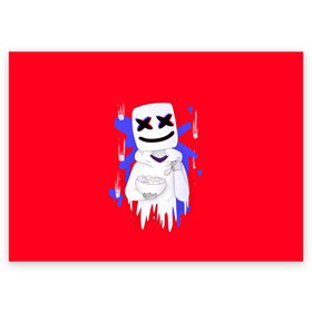 Поздравительная открытка с принтом Marshmello в Курске, 100% бумага | плотность бумаги 280 г/м2, матовая, на обратной стороне линовка и место для марки
 | christopher comstock | dj | glitch | marshmello | music | глитч | диджей | крис комсток | маршмэллоу | музыка