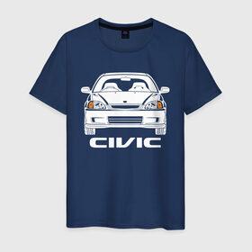 Мужская футболка хлопок с принтом Honda Civic EK 6 поколение в Курске, 100% хлопок | прямой крой, круглый вырез горловины, длина до линии бедер, слегка спущенное плечо. | civic ek | ek 6 поколение | honda | honda civic | honda civic ek 6 поколение