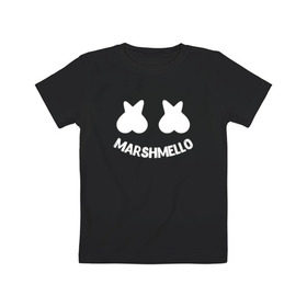 Детская футболка хлопок с принтом Marshmello в Курске, 100% хлопок | круглый вырез горловины, полуприлегающий силуэт, длина до линии бедер | 