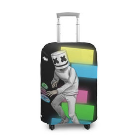 Чехол для чемодана 3D с принтом Marshmello в Курске, 86% полиэфир, 14% спандекс | двустороннее нанесение принта, прорези для ручек и колес | dj | electro | electronic | marshmello | mask | music | зефир | маршмелоу | музыка