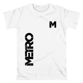 Мужская футболка хлопок с принтом METRO в Курске, 100% хлопок | прямой крой, круглый вырез горловины, длина до линии бедер, слегка спущенное плечо. | exodus | horror | metro 2033 | metro exodus | survival | игры | исход | метро | метро 2035