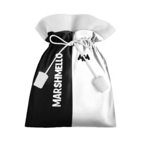 Подарочный 3D мешок с принтом Marshmello в Курске, 100% полиэстер | Размер: 29*39 см | black and white | christopher comstock | dj | marshmello | music | диджей | клубная музыка | клубняк | крис комсток | логотип | маршмэллоу | музыка | черно белый