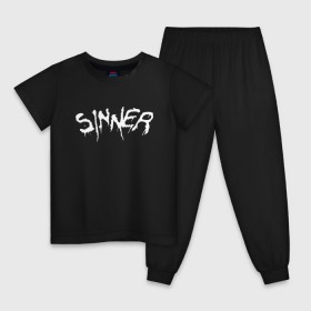 Детская пижама хлопок с принтом SINNER (НА СПИНЕ) в Курске, 100% хлопок |  брюки и футболка прямого кроя, без карманов, на брюках мягкая резинка на поясе и по низу штанин
 | Тематика изображения на принте: 