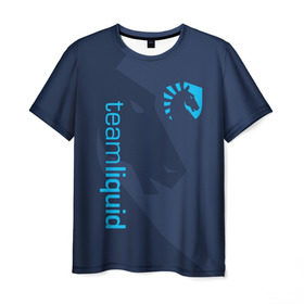 Мужская футболка 3D с принтом TEAM LIQUID в Курске, 100% полиэфир | прямой крой, круглый вырез горловины, длина до линии бедер | Тематика изображения на принте: 2019 | blue | cybersport | esport | liquid | logo | pro league | team | team liquid | киберспорт | логотип | тим ликвид | фирменные цвета