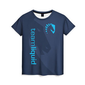 Женская футболка 3D с принтом TEAM LIQUID в Курске, 100% полиэфир ( синтетическое хлопкоподобное полотно) | прямой крой, круглый вырез горловины, длина до линии бедер | 2019 | blue | cybersport | esport | liquid | logo | pro league | team | team liquid | киберспорт | логотип | тим ликвид | фирменные цвета