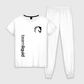 Женская пижама хлопок с принтом TEAM LIQUID в Курске, 100% хлопок | брюки и футболка прямого кроя, без карманов, на брюках мягкая резинка на поясе и по низу штанин | 2019 | blue | cybersport | esport | liquid | logo | pro league | team | team liquid | киберспорт | логотип | тим ликвид | фирменные цвета