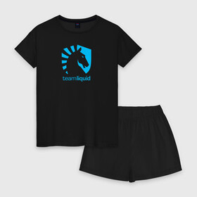 Женская пижама с шортиками хлопок с принтом TEAM LIQUID в Курске, 100% хлопок | футболка прямого кроя, шорты свободные с широкой мягкой резинкой | 2019 | blue | cybersport | esport | liquid | logo | pro league | team | team liquid | киберспорт | логотип | тим ликвид | фирменные цвета