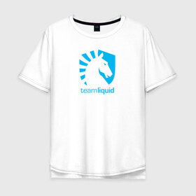 Мужская футболка хлопок Oversize с принтом TEAM LIQUID в Курске, 100% хлопок | свободный крой, круглый ворот, “спинка” длиннее передней части | Тематика изображения на принте: 2019 | blue | cybersport | esport | liquid | logo | pro league | team | team liquid | киберспорт | логотип | тим ликвид | фирменные цвета