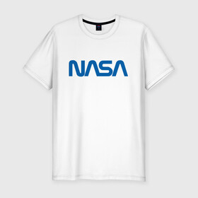 Мужская футболка хлопок Slim с принтом NASA в Курске, 92% хлопок, 8% лайкра | приталенный силуэт, круглый вырез ворота, длина до линии бедра, короткий рукав | galaxy | nasa | space | space company | star | астрономия | галактика | звезды | космическая компания | космос | наса