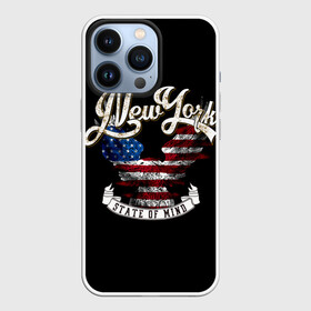 Чехол для iPhone 13 Pro с принтом New York, state of mind в Курске,  |  | background | best | black | cool | drawing | eagle | flag | graphics | inscription | new york | ribbon | state of mind | text | usa | wings | графика | крутой | крылья | лента | лучший | надпись | нью йорк | орел | рисунок | состояние души | сша | текст |